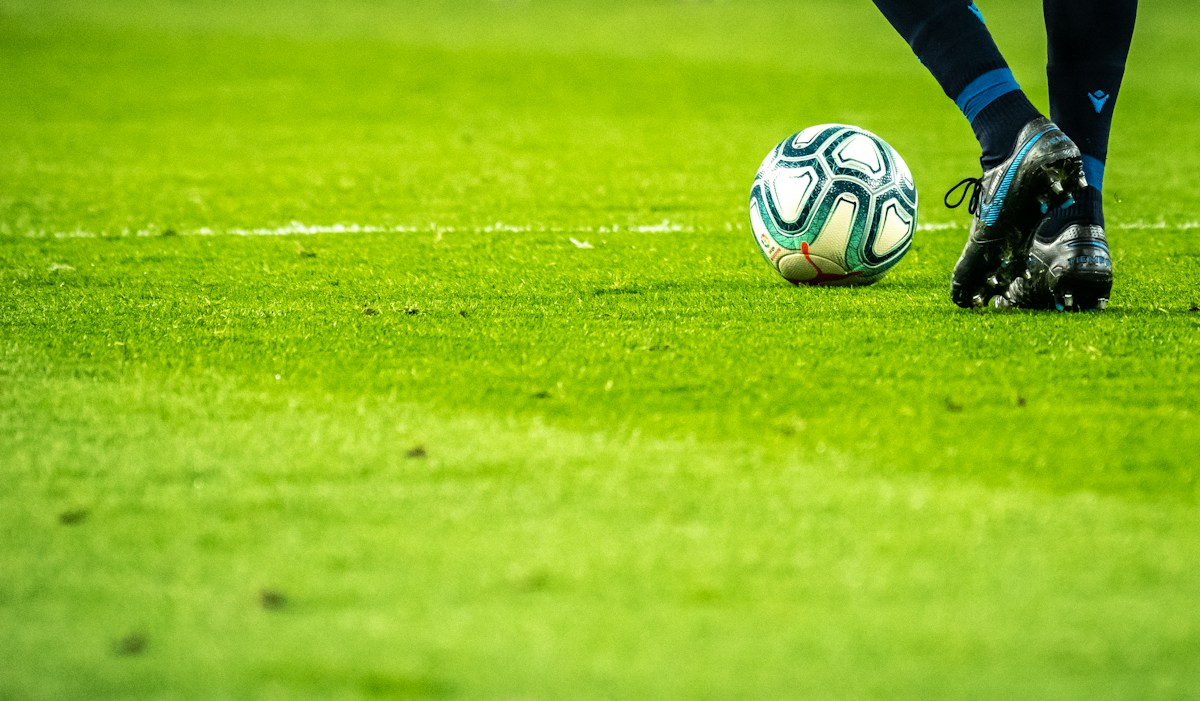 A football on the grass